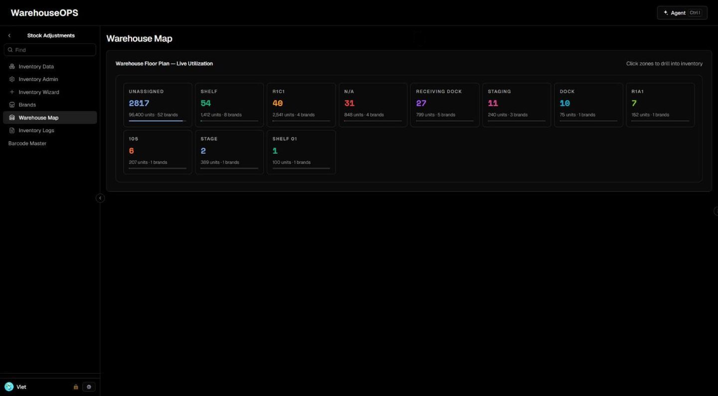 Warehouse map: Live utilization by zone